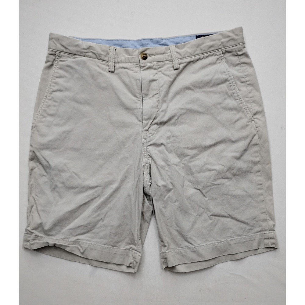 Polo Ralph Lauren Chino Shorts Mens 33 Tan Blue Classic Fit 9in Stretchโ Cotton